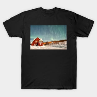 Porjus Station House Under the Aurora T-Shirt